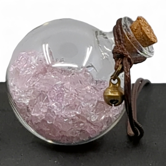 Pink Glass Shard Globe Car Charm Suncatcher Wish Bottle Handmade J2433 - Picture 1 of 4